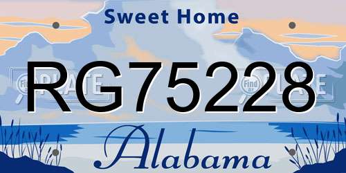 RG75228 Alabama License Plate