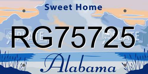 RG75725 Alabama License Plate