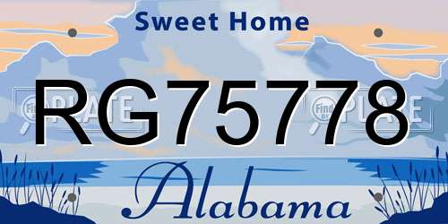 RG75778 Alabama License Plate