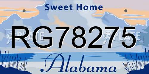 RG78275 Alabama License Plate