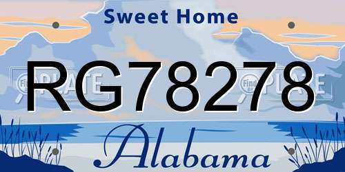 RG78278 Alabama License Plate