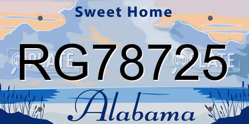 RG78725 Alabama License Plate