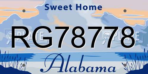 RG78778 Alabama License Plate