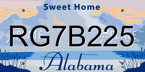 RG7B225 Alabama License Plate