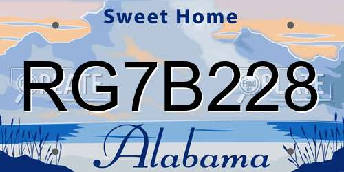 RG7B228 Alabama License Plate