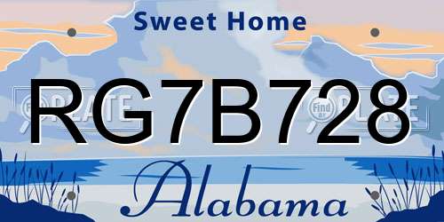 RG7B728 Alabama License Plate