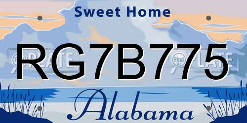 RG7B775 Alabama License Plate