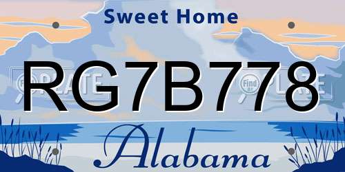 RG7B778 Alabama License Plate