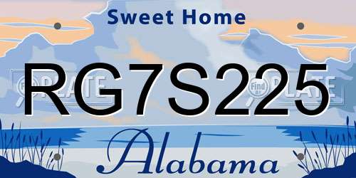 RG7S225 Alabama License Plate