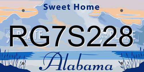 RG7S228 Alabama License Plate