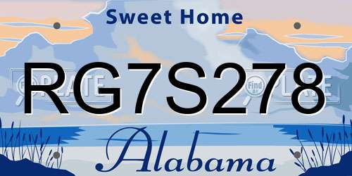 RG7S278 Alabama License Plate