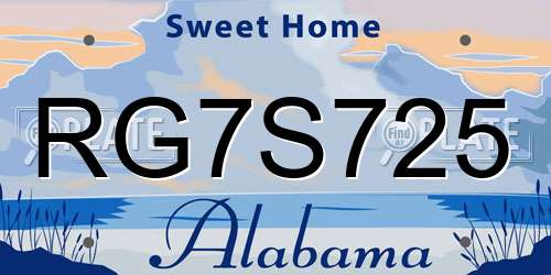 RG7S725 Alabama License Plate