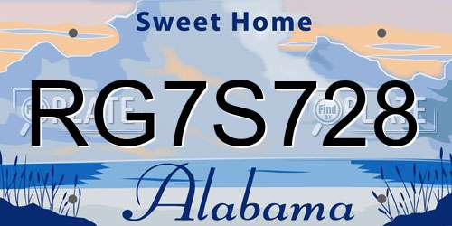 RG7S728 Alabama License Plate