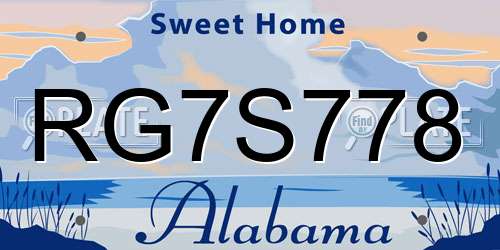 RG7S778 Alabama License Plate