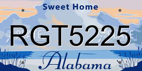 RGT5225 Alabama License Plate