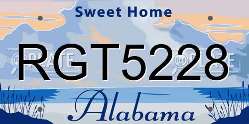 RGT5228 Alabama License Plate