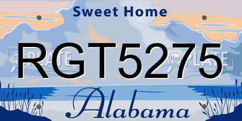RGT5275 Alabama License Plate