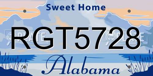 RGT5728 Alabama License Plate