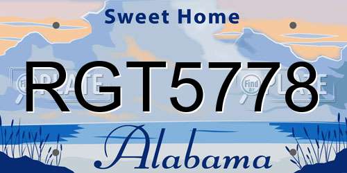 RGT5778 Alabama License Plate