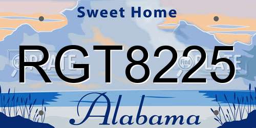 RGT8225 Alabama License Plate