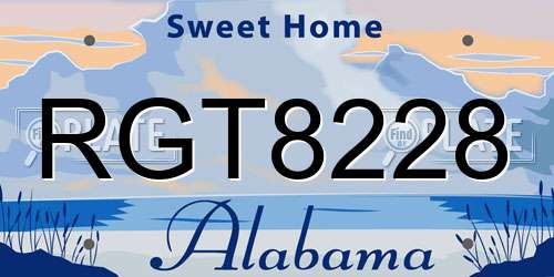 RGT8228 Alabama License Plate