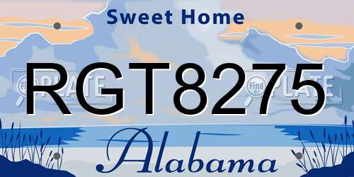 RGT8275 Alabama License Plate