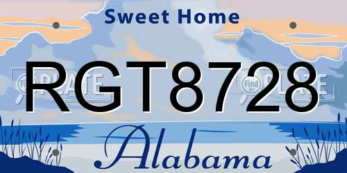 RGT8728 Alabama License Plate