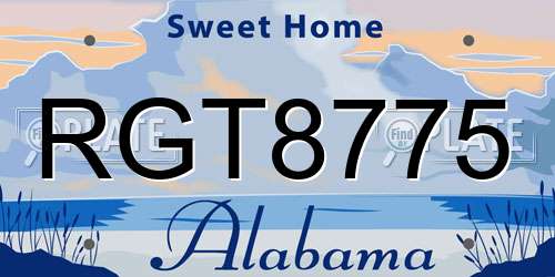RGT8775 Alabama License Plate