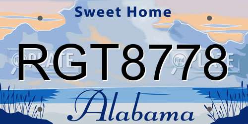 RGT8778 Alabama License Plate