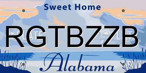 RGTBZZB Alabama License Plate
