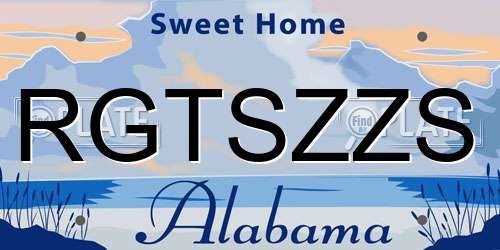 RGTSZZS Alabama License Plate