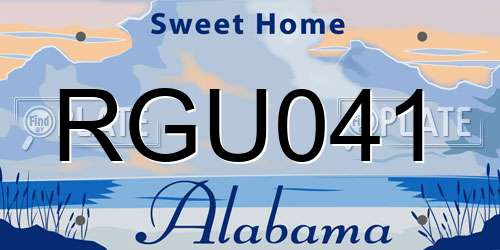 RGU041 Alabama License Plate