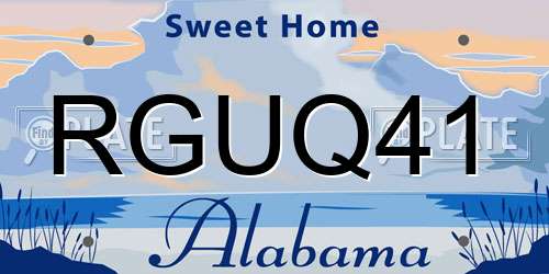 RGUQ41 Alabama License Plate