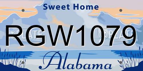 RGW1079 Alabama License Plate