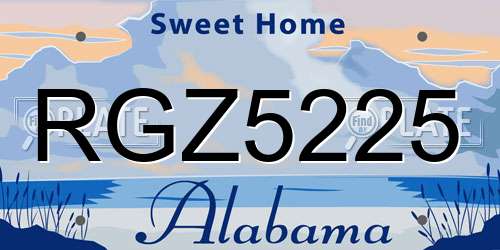 RGZ5225 Alabama License Plate