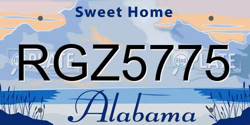 RGZ5775 Alabama License Plate