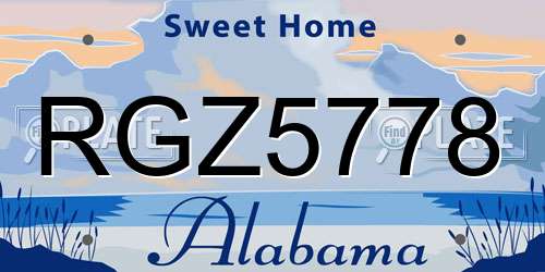 RGZ5778 Alabama License Plate