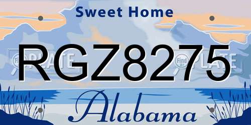 RGZ8275 Alabama License Plate