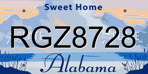 RGZ8728 Alabama License Plate