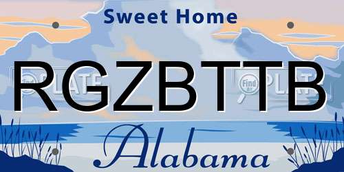 RGZBTTB Alabama License Plate