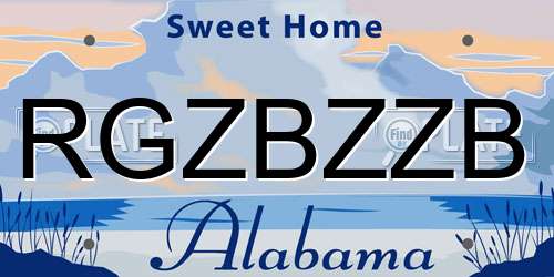 RGZBZZB Alabama License Plate
