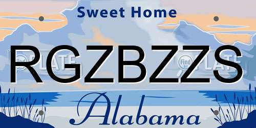 RGZBZZS Alabama License Plate