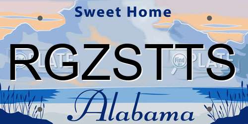 RGZSTTS Alabama License Plate