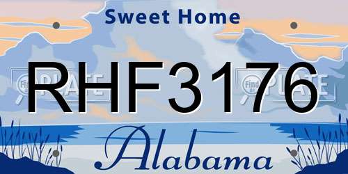 RHF3176 Alabama License Plate