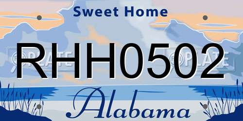 RHH0502 Alabama License Plate