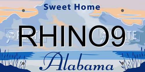 RHINO9 Alabama License Plate