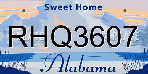 RHQ3607 Alabama License Plate