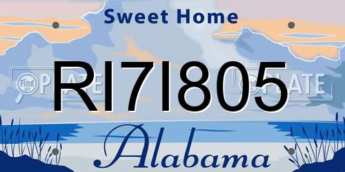 RI7I805 Alabama License Plate