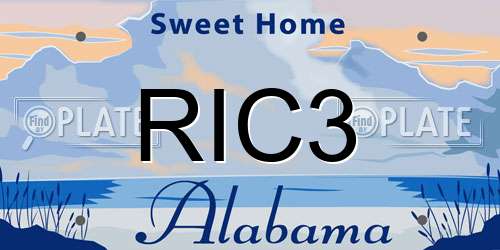 RIC3 Alabama License Plate