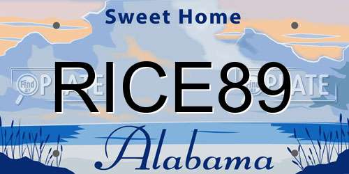 RICE89 Alabama License Plate